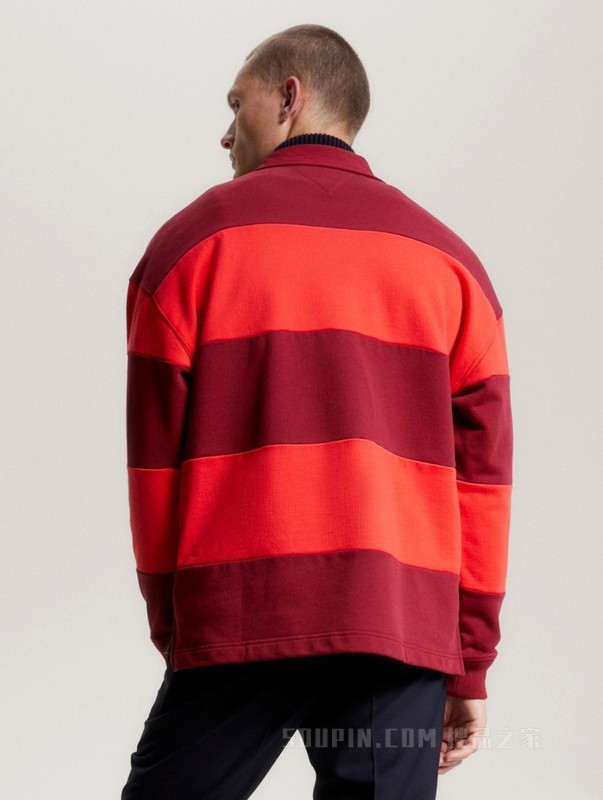 23新款秋冬男女美式复古拼色刺绣POLO翻领卫衣MW0MW32750