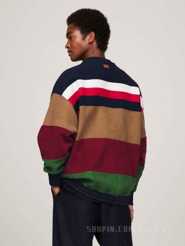 PENDLETON23秋冬男纯棉拼色条纹重工宽松套头卫衣33296