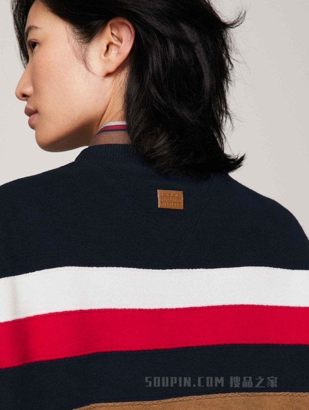 PENDLETON23秋冬男纯棉拼色条纹重工宽松套头卫衣33296