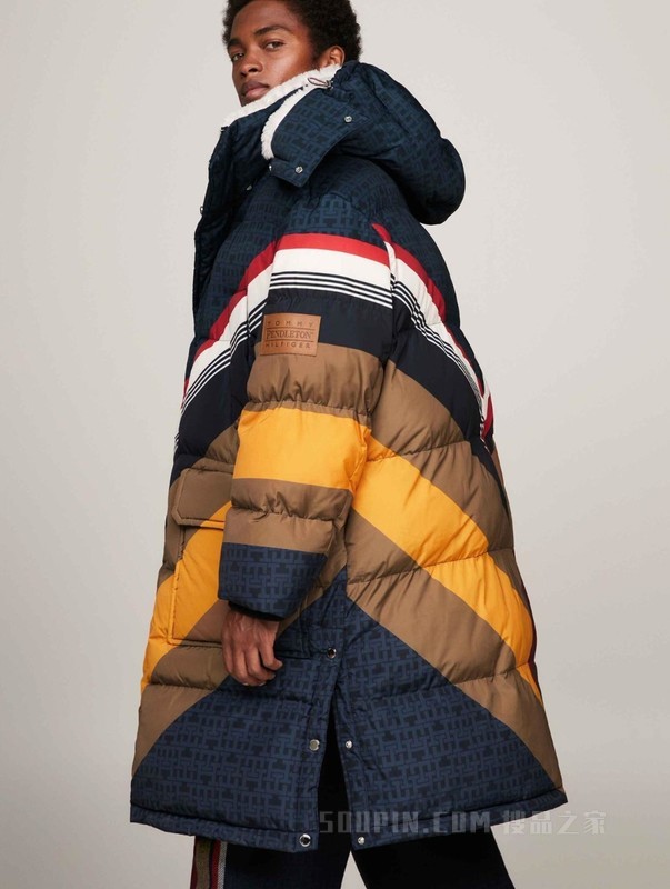 PENDLETON23秋冬男仿羊羔绒拼接中长宽松铺棉外套34026