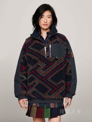 PENDLETON23秋冬男仿羊羔绒拼接拉链半襟铺棉外套34030