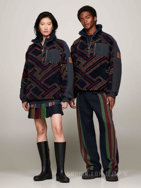 PENDLETON23秋冬男仿羊羔绒拼接拉链半襟铺棉外套34030
