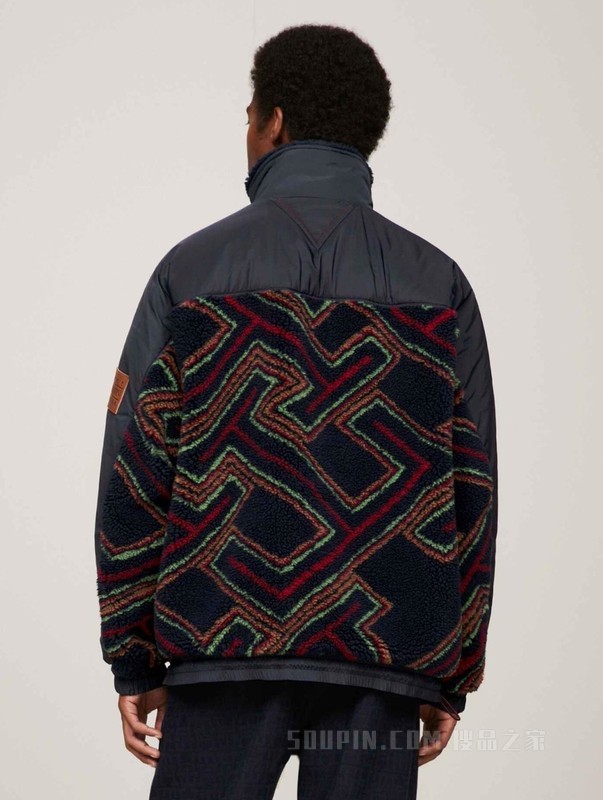 PENDLETON23秋冬男仿羊羔绒拼接拉链半襟铺棉外套34030