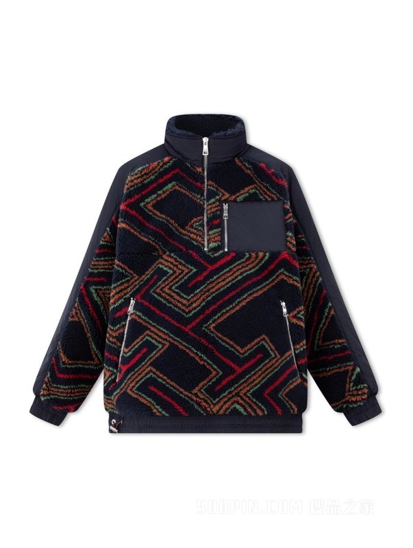 PENDLETON23秋冬男仿羊羔绒拼接拉链半襟铺棉外套34030