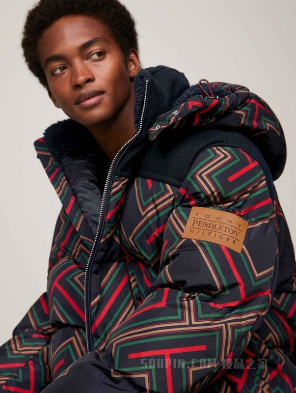 PENDLETON23新款秋冬男仿羊羔绒领拼接宽松铺棉外套34028