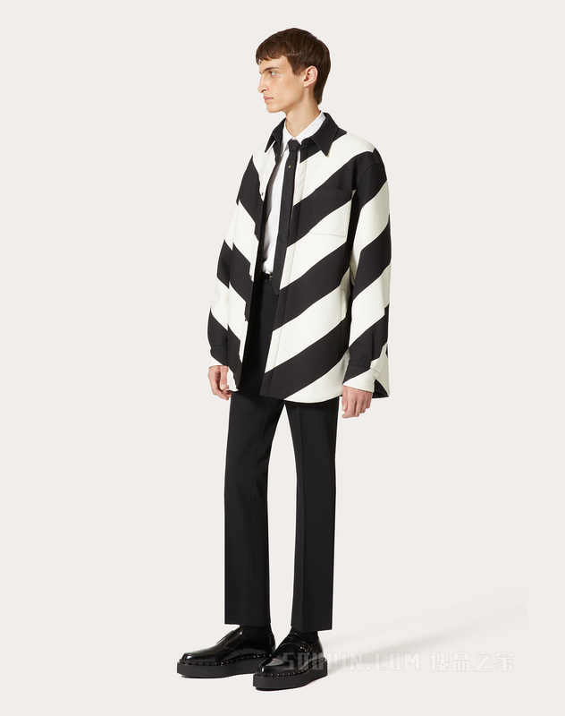 CREPE COUTURE V形图案衬衫式夹克