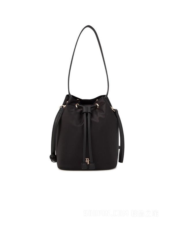 23新款秋冬女装金属字母可拆卸背带抽绳口手提水桶包15218