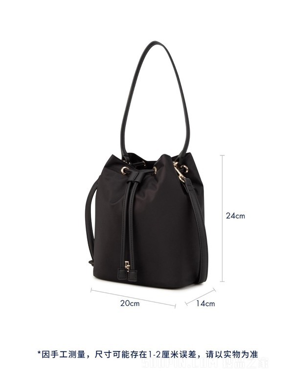 23新款秋冬女装金属字母可拆卸背带抽绳口手提水桶包15218