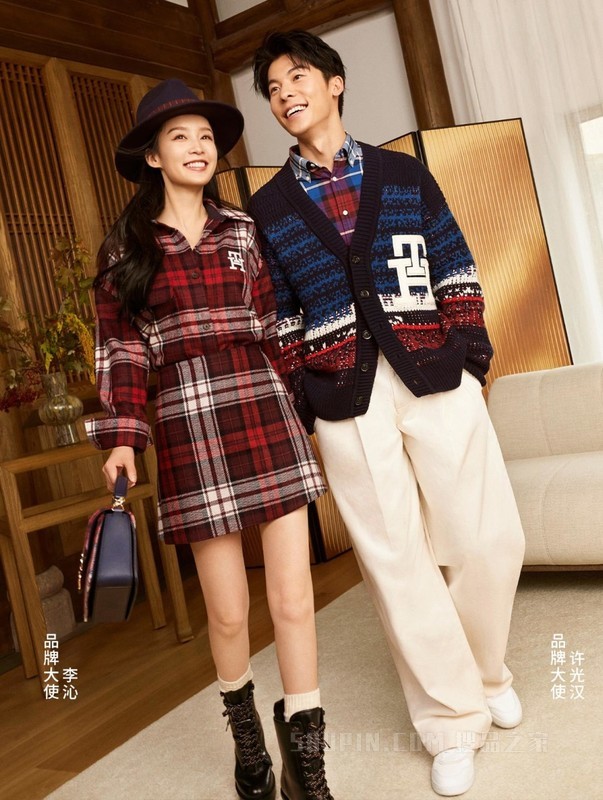 【李沁同款】23新款秋冬女含羊毛混纺格纹合身半身裙39739