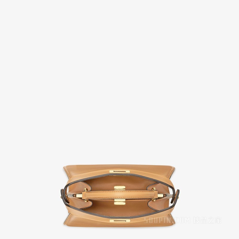 Peekaboo ISeeU Petite手袋 米色带夹层纳帕革手袋