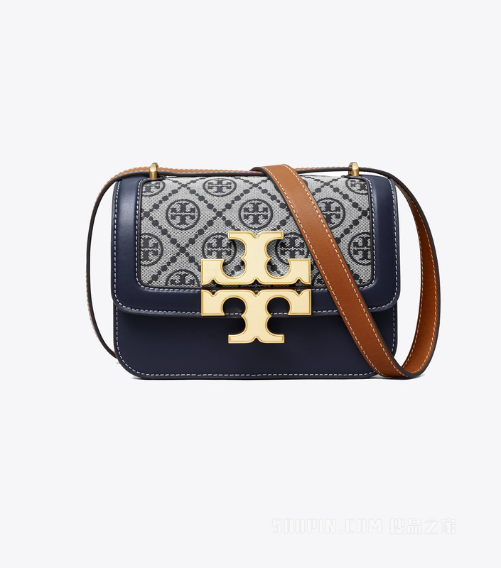 Eleanor T Monogram 小号肩背包 Tory海军蓝