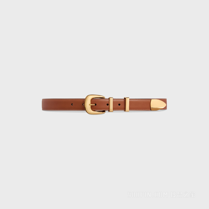 WESTERN中号天然牛皮革腰带 黄褐色-04LU