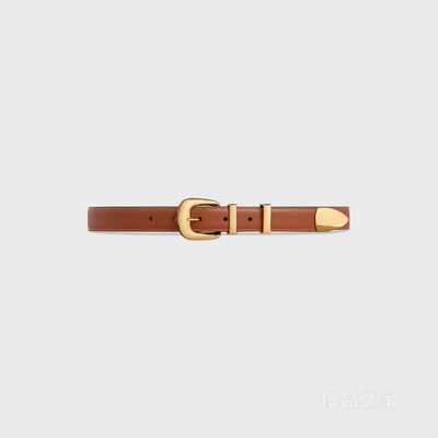 WESTERN中号天然牛皮革腰带 黄褐色-04LU
