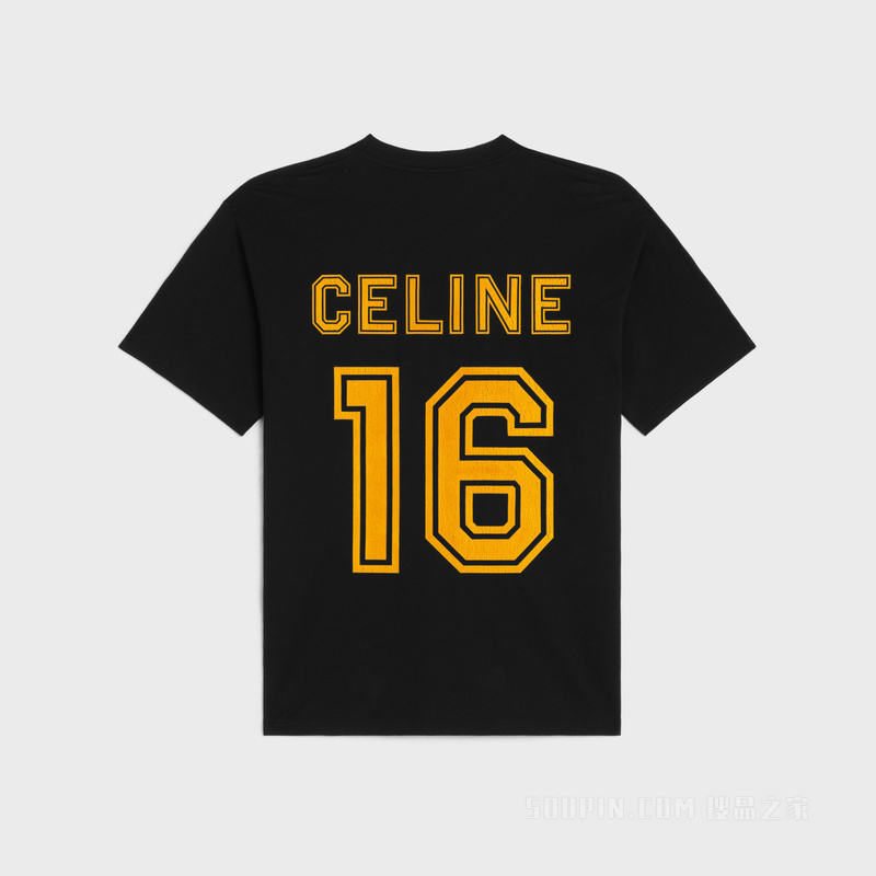 CELINE 16棉质平纹针织宽松T恤 黑色/金黄色-38YE