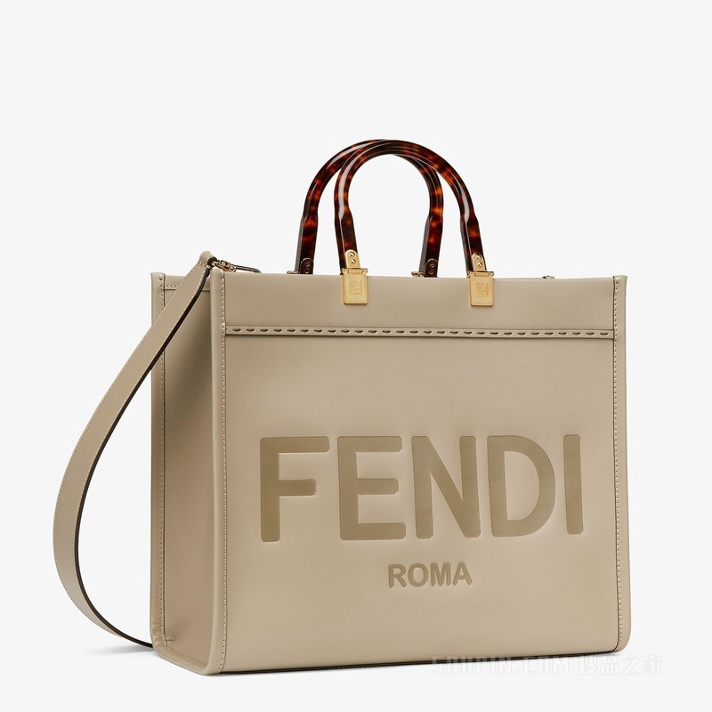 FENDI Sunshine中号手提袋 鸽子灰皮革手提袋