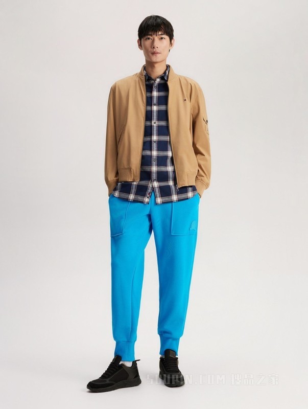 COLLECTION23新款秋冬男装简约徽章束脚合身针织卫裤32433