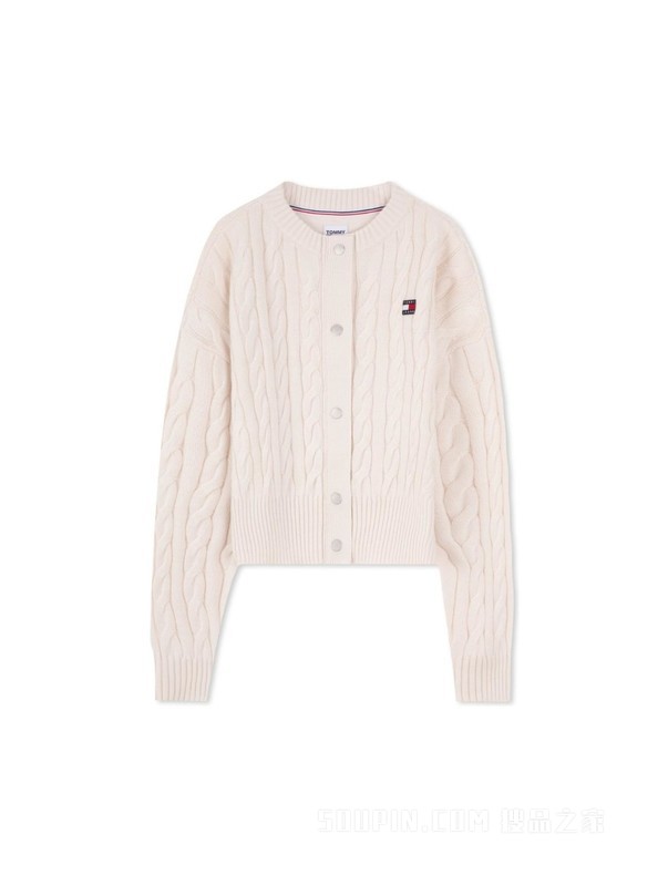 23新款秋冬女装美式复古甜美粗针织绞花宽松针织开衫16529