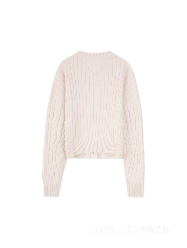 23新款秋冬女装美式复古甜美粗针织绞花宽松针织开衫16529