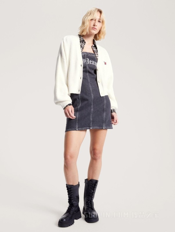 23新款秋季女装纯棉复古灯笼袖纽扣V领宽松短针织开衫16531