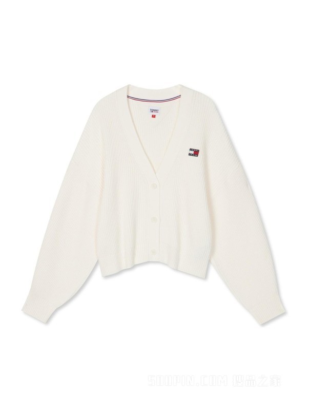 23新款秋季女装纯棉复古灯笼袖纽扣V领宽松短针织开衫16531