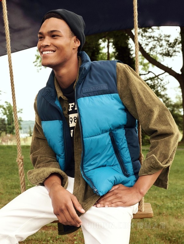 23新款秋冬男装拼接撞色立领合身版铺棉轻便马甲背心32769