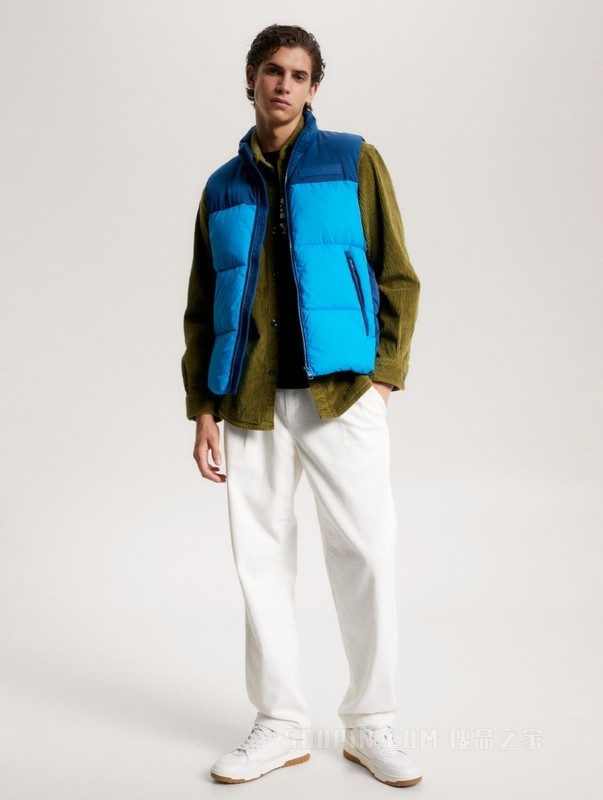 23新款秋冬男装拼接撞色立领合身版铺棉轻便马甲背心32769