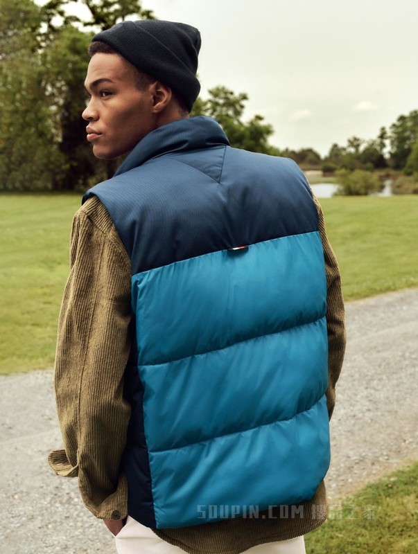 23新款秋冬男装拼接撞色立领合身版铺棉轻便马甲背心32769