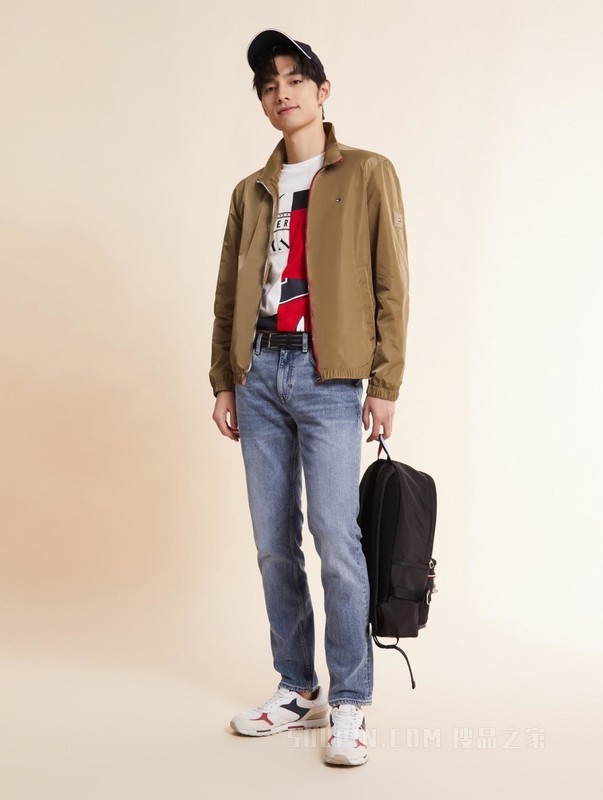 23秋冬男装经典撞色门襟拉链立领宽松单夹克外套MW0MW30244