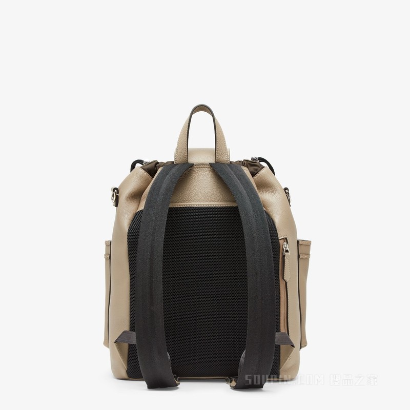 FENDI Strike中号背包 米色皮革背包