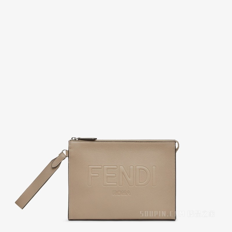 FENDI Roma手拿包 米色皮革手拿包