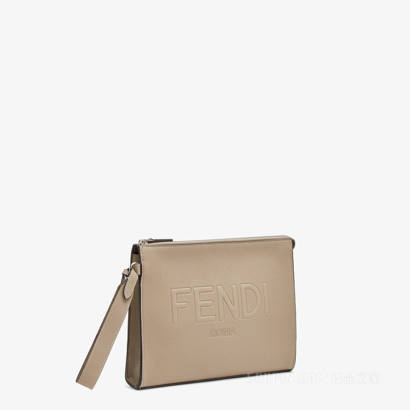 FENDI Roma手拿包 米色皮革手拿包