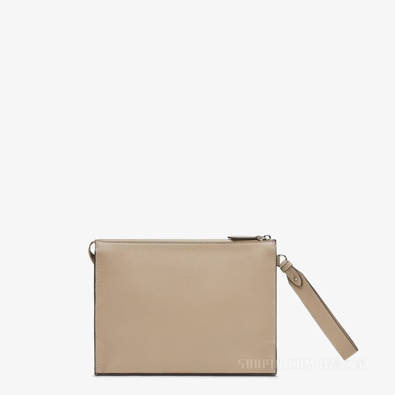 FENDI Roma手拿包 米色皮革手拿包