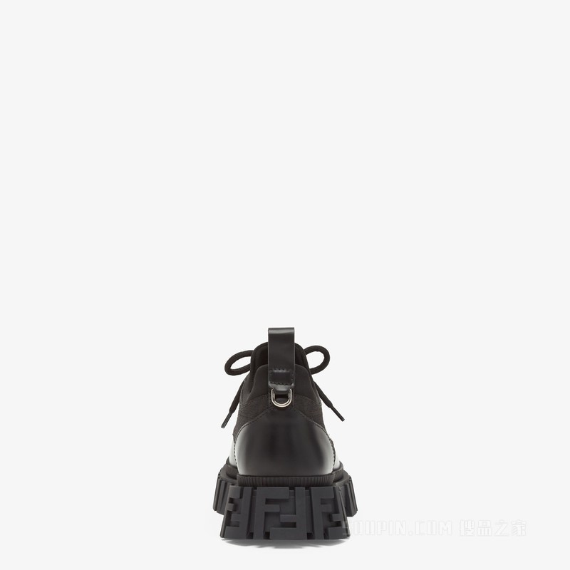 FENDI Force系带鞋 黑色皮革系带鞋