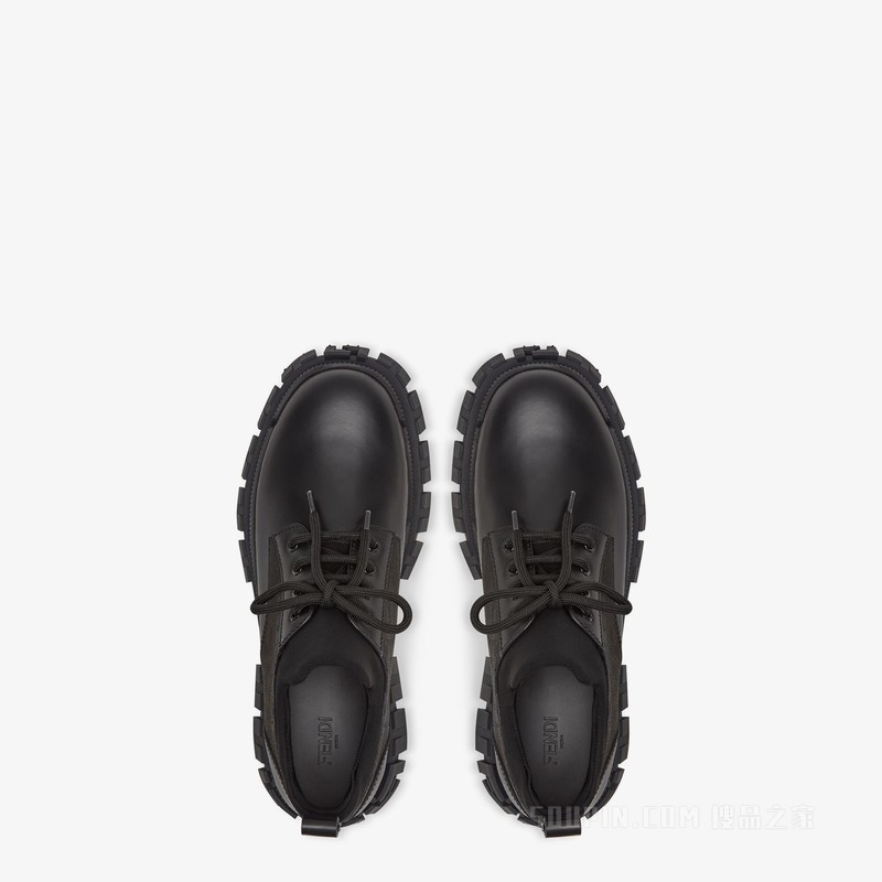 FENDI Force系带鞋 黑色皮革系带鞋