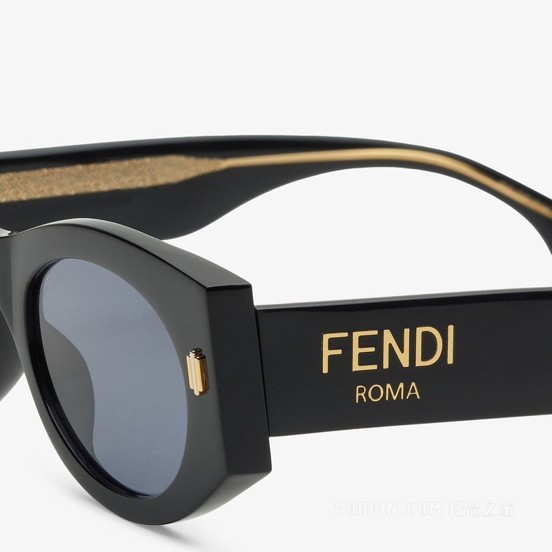 FENDI Roma 低横梁设计黑色醋酸纤维太阳镜