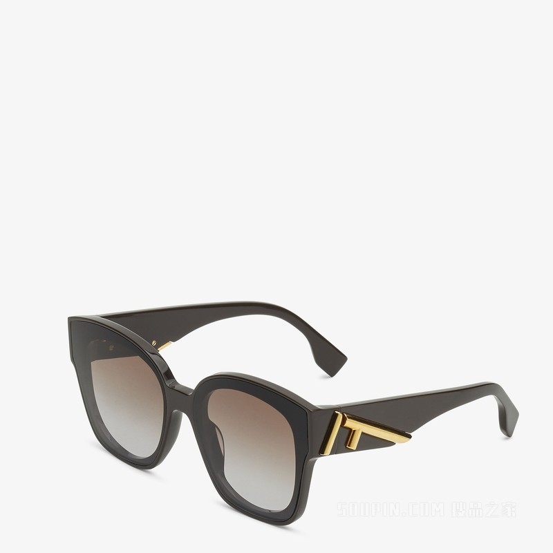 FENDI First 低横梁设计棕色醋酸纤维太阳镜
