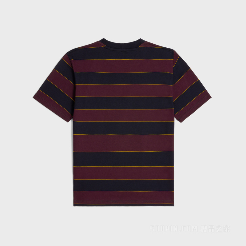 TRIOMPHE条纹平纹针织常规版型T恤 burgundy/navy/yellow/ offwhite-28KJ
