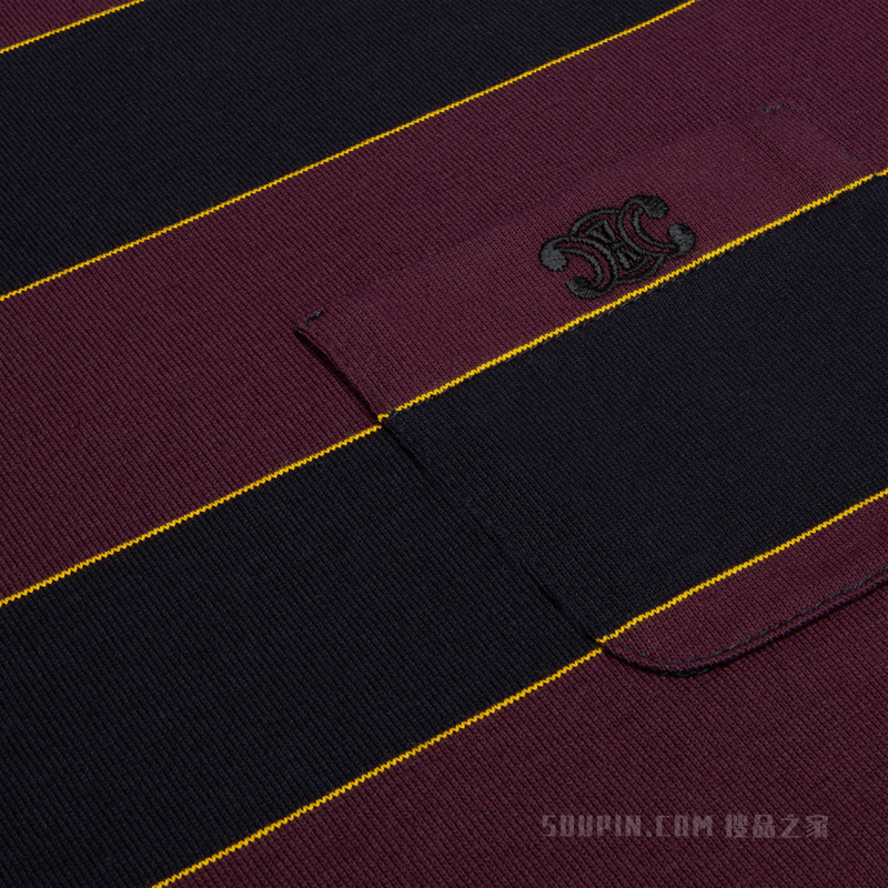 TRIOMPHE条纹平纹针织常规版型T恤 burgundy/navy/yellow/ offwhite-28KJ