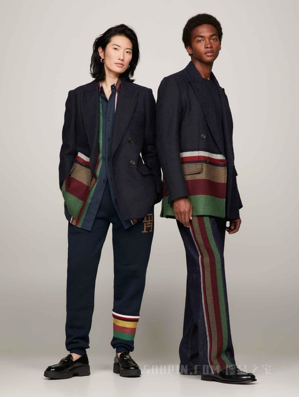 PENDLETON23秋冬男装含羊毛拼色双排扣合身西装外套34024