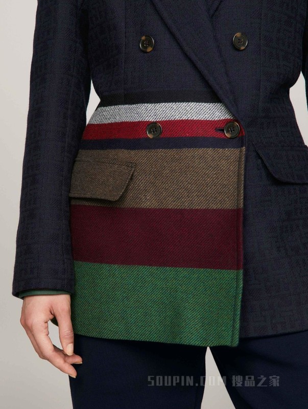 PENDLETON23秋冬男装含羊毛拼色双排扣合身西装外套34024