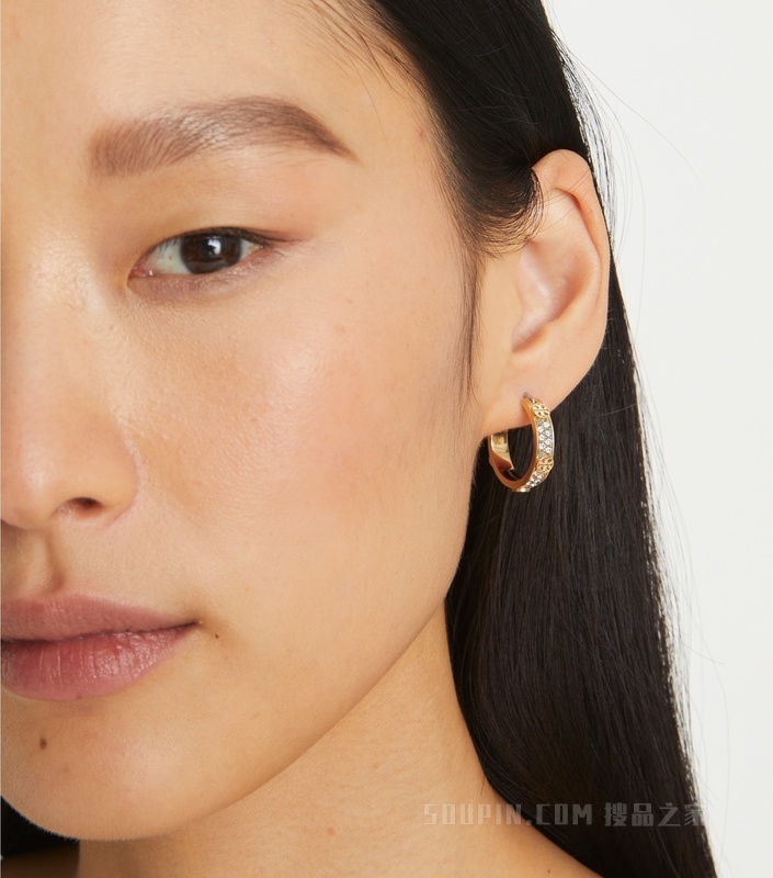 Miller 小号密镶耳环 Tory金/玻璃