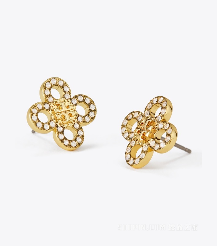 Kira 小型四叶草耳钉 Tory金/水晶