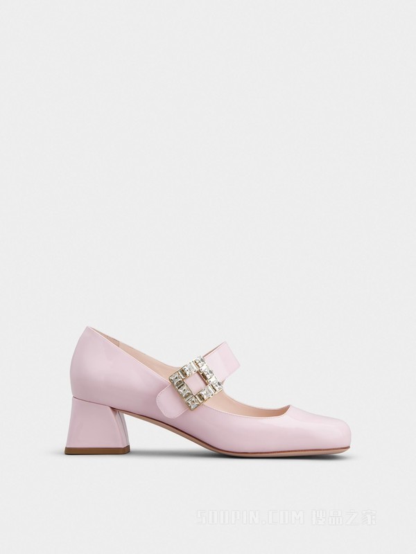 Très Vivier 钻扣高跟鞋 粉色