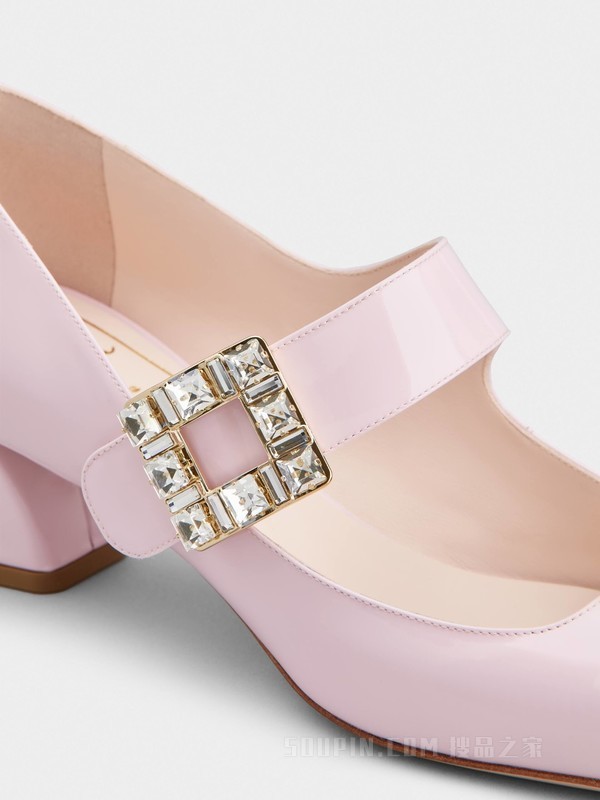 Très Vivier 钻扣高跟鞋 粉色