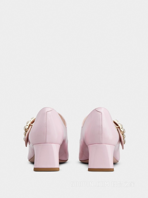 Très Vivier 钻扣高跟鞋 粉色