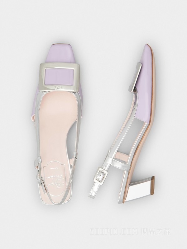 Belle Vivier金属扣后袢带漆皮高跟鞋 紫色