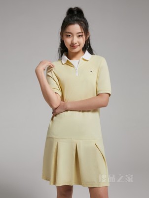 23女装复古小绣标拉链半襟翻领带褶网球服连衣裙DW0DW15565