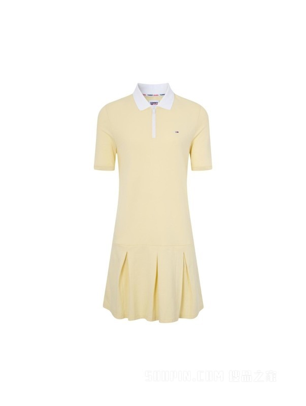 23女装复古小绣标拉链半襟翻领带褶网球服连衣裙DW0DW15565