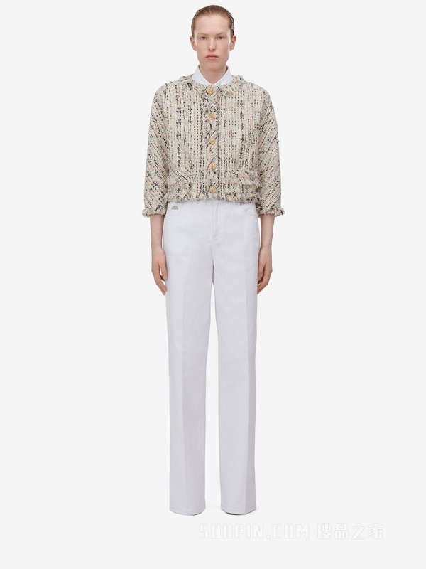 粗花呢方形廓形夹克