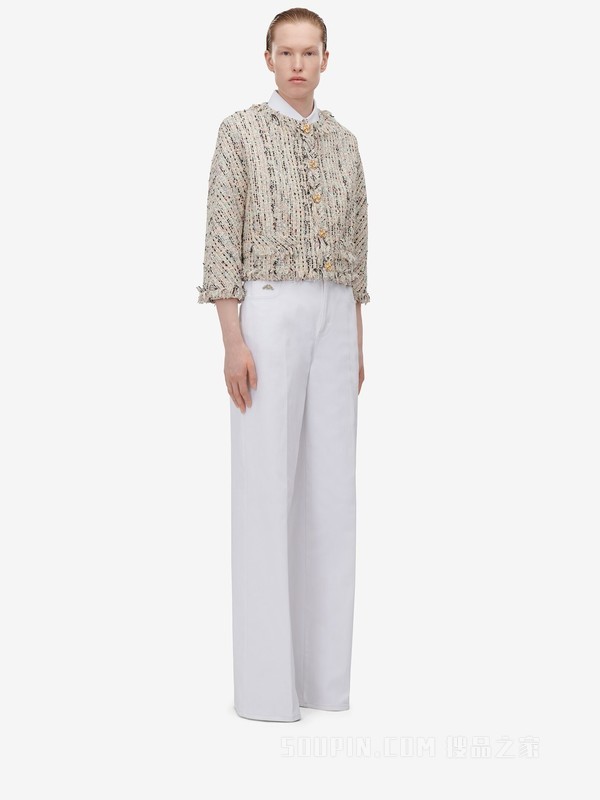 粗花呢方形廓形夹克